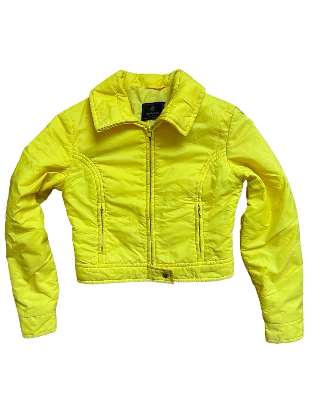 Edelweiss yellow puffer ski jacket